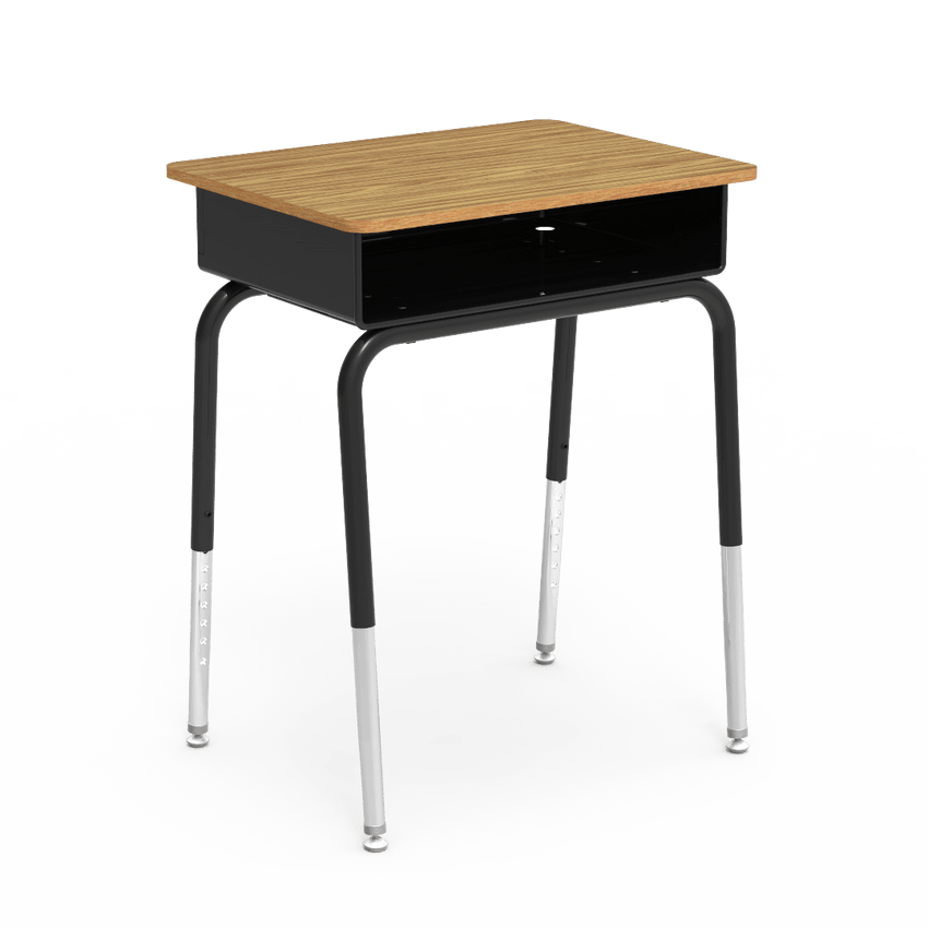 Virco 785MBB - Student Desk 18" x 24" Laminate Top with Open Front Metal Book Box and Adjustable Height Legs for Schools and Classrooms - SchoolOutlet