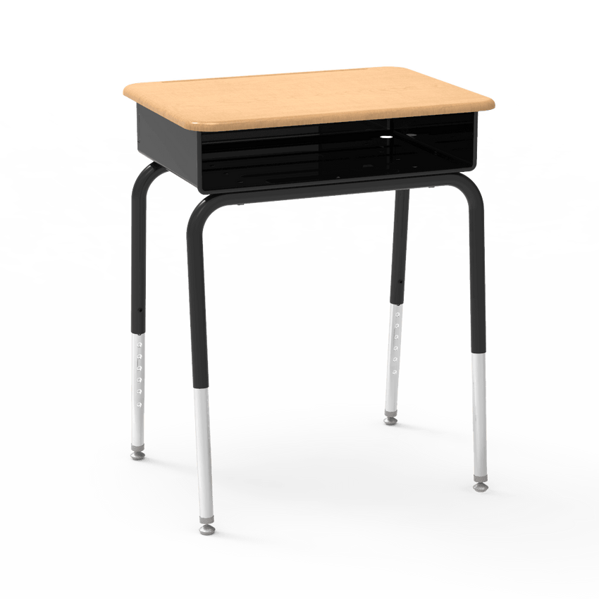 Virco 785MBBM - Student Desk 18" x 24" Hard Plastic Top with Open Front Metal Book Box and Adjustable Height Legs, for Classrooms and Schools - SchoolOutlet