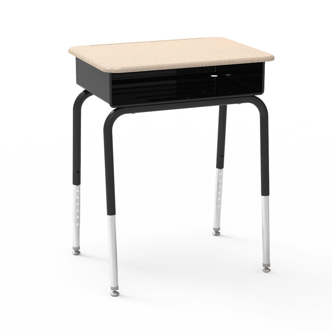 Virco 785MBBM - Student Desk 18" x 24" Hard Plastic Top with Open Front Metal Book Box and Adjustable Height Legs, for Classrooms and Schools - SchoolOutlet