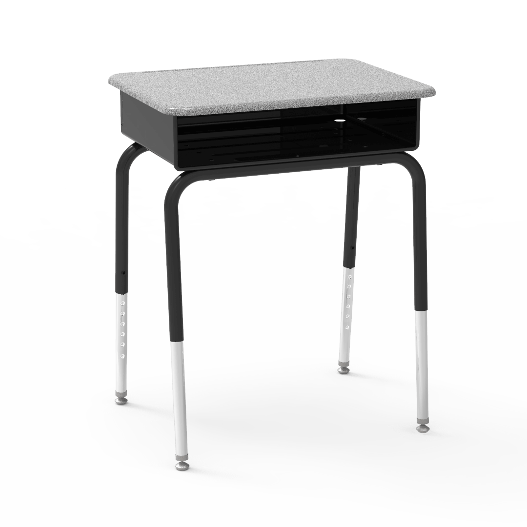 Virco 785MBBM - Student Desk 18" x 24" Hard Plastic Top with Open Front Metal Book Box and Adjustable Height Legs, for Classrooms and Schools - SchoolOutlet