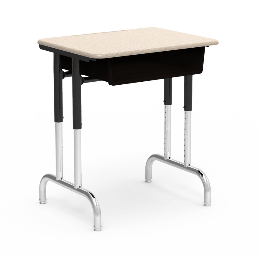 Virco 792026BBM - 7900 Series Student Desk, 20" x 26" Hard Plastic Top with heavy-duty pedestal design frame, Open-front plastic book box and adjustable height range of 22" to 30" - SchoolOutlet