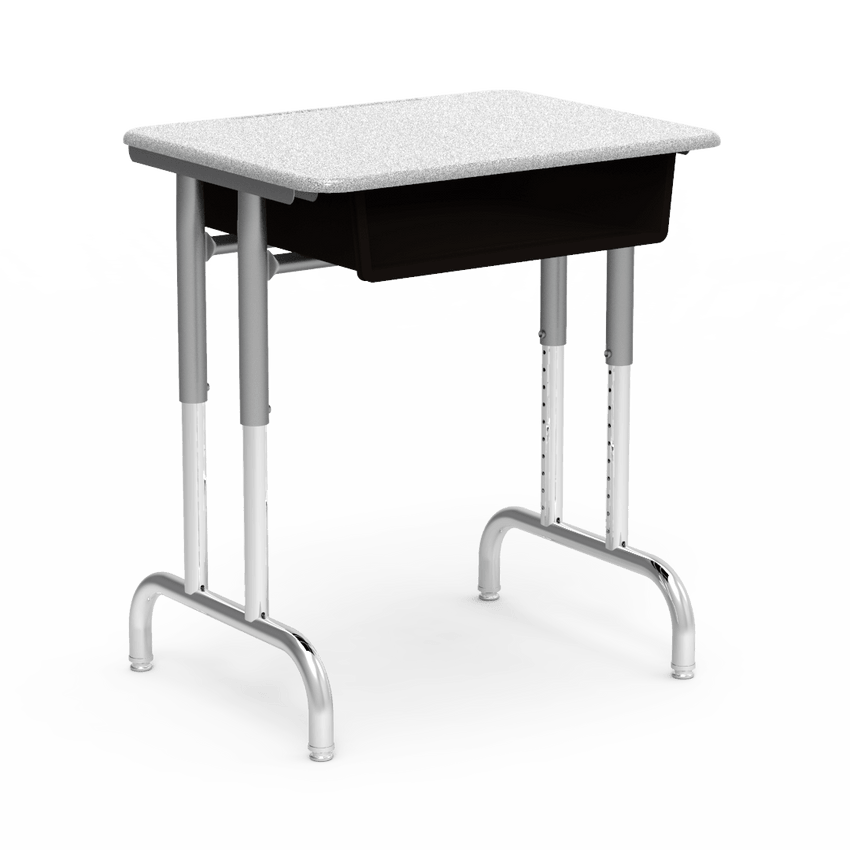Virco 792026BBM - 7900 Series Student Desk, 20" x 26" Hard Plastic Top with heavy-duty pedestal design frame, Open-front plastic book box and adjustable height range of 22" to 30" - SchoolOutlet