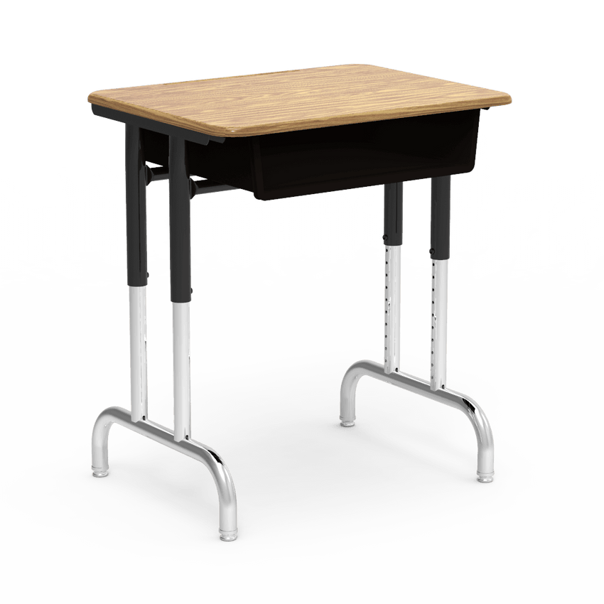 Virco 792026BBM - 7900 Series Student Desk, 20" x 26" Hard Plastic Top with heavy-duty pedestal design frame, Open-front plastic book box and adjustable height range of 22" to 30" - SchoolOutlet