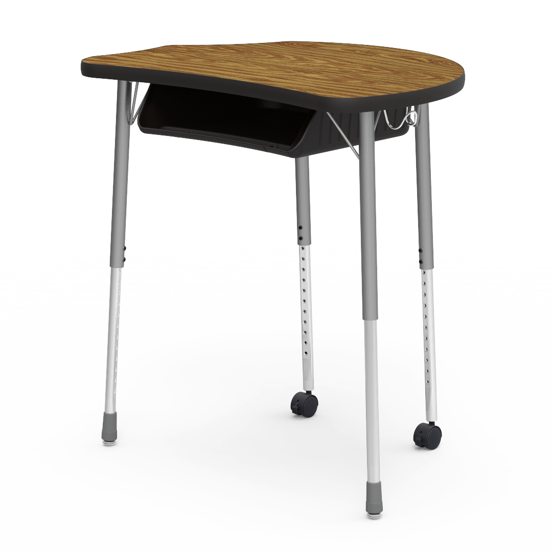 Virco MC2432BBC - Virco Molecule Series Student Desk 24" x 32" Laminate Top with Plastic Book-Box and two Casters- Create Shapes when Pushed Together - SchoolOutlet