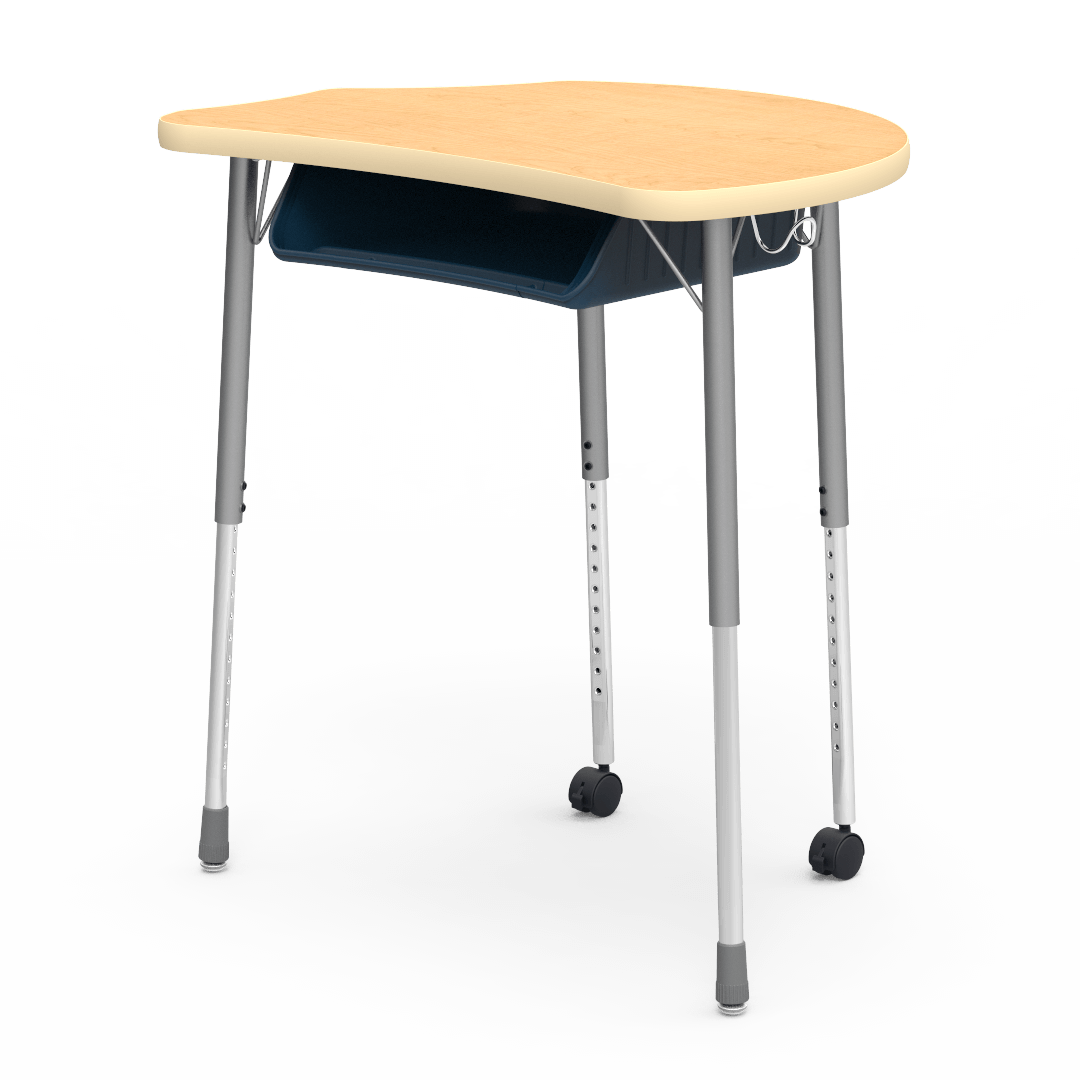 Virco MC2432BBC - Virco Molecule Series Student Desk 24" x 32" Laminate Top with Plastic Book-Box and two Casters- Create Shapes when Pushed Together - SchoolOutlet