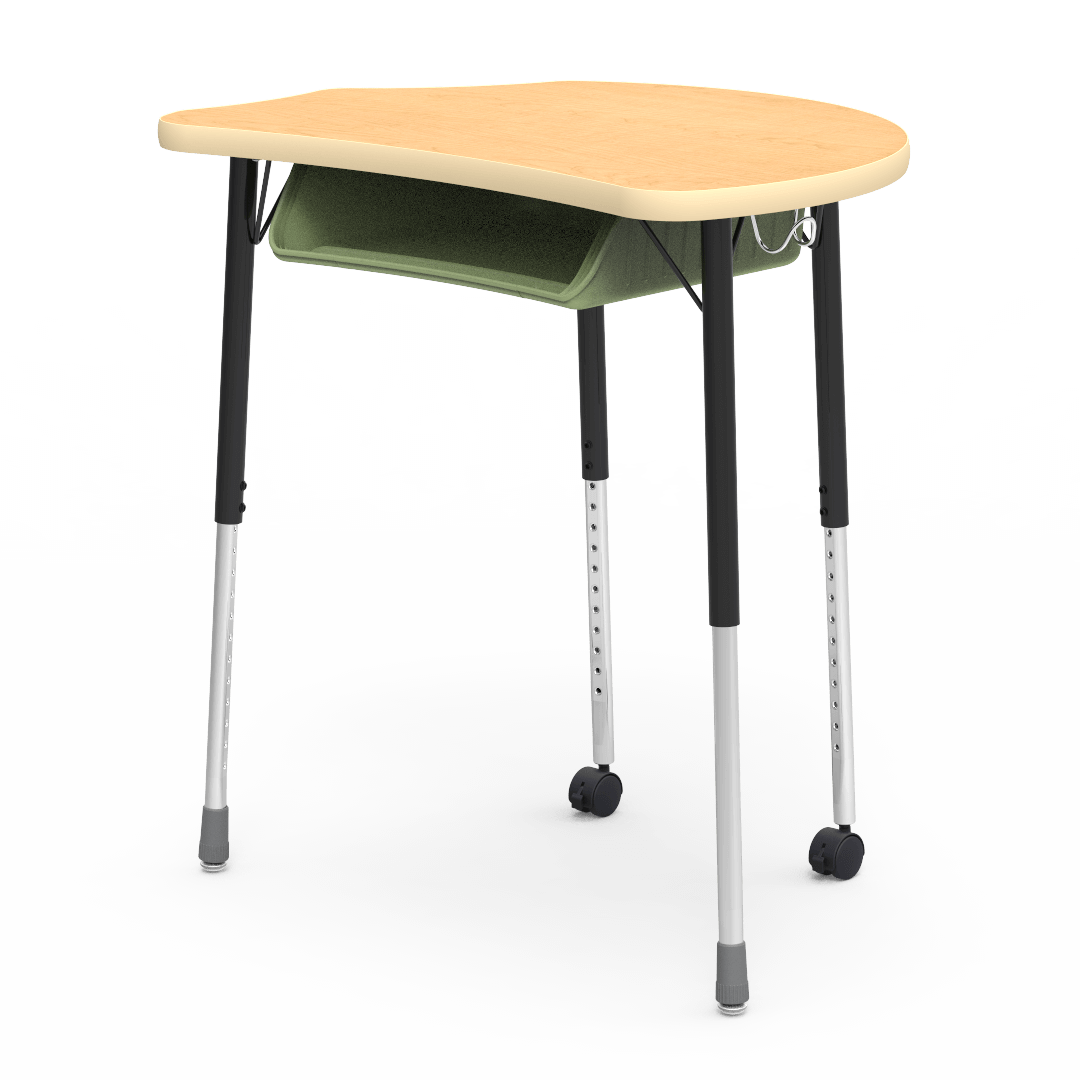 Virco MC2432BBC - Virco Molecule Series Student Desk 24" x 32" Laminate Top with Plastic Book-Box and two Casters- Create Shapes when Pushed Together - SchoolOutlet