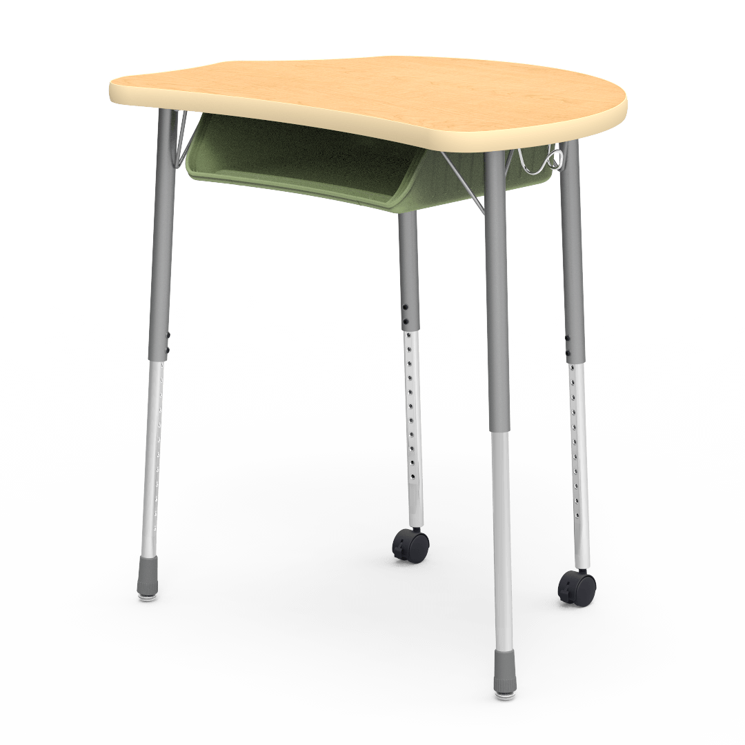 Virco MC2432BBC - Virco Molecule Series Student Desk 24" x 32" Laminate Top with Plastic Book-Box and two Casters- Create Shapes when Pushed Together - SchoolOutlet