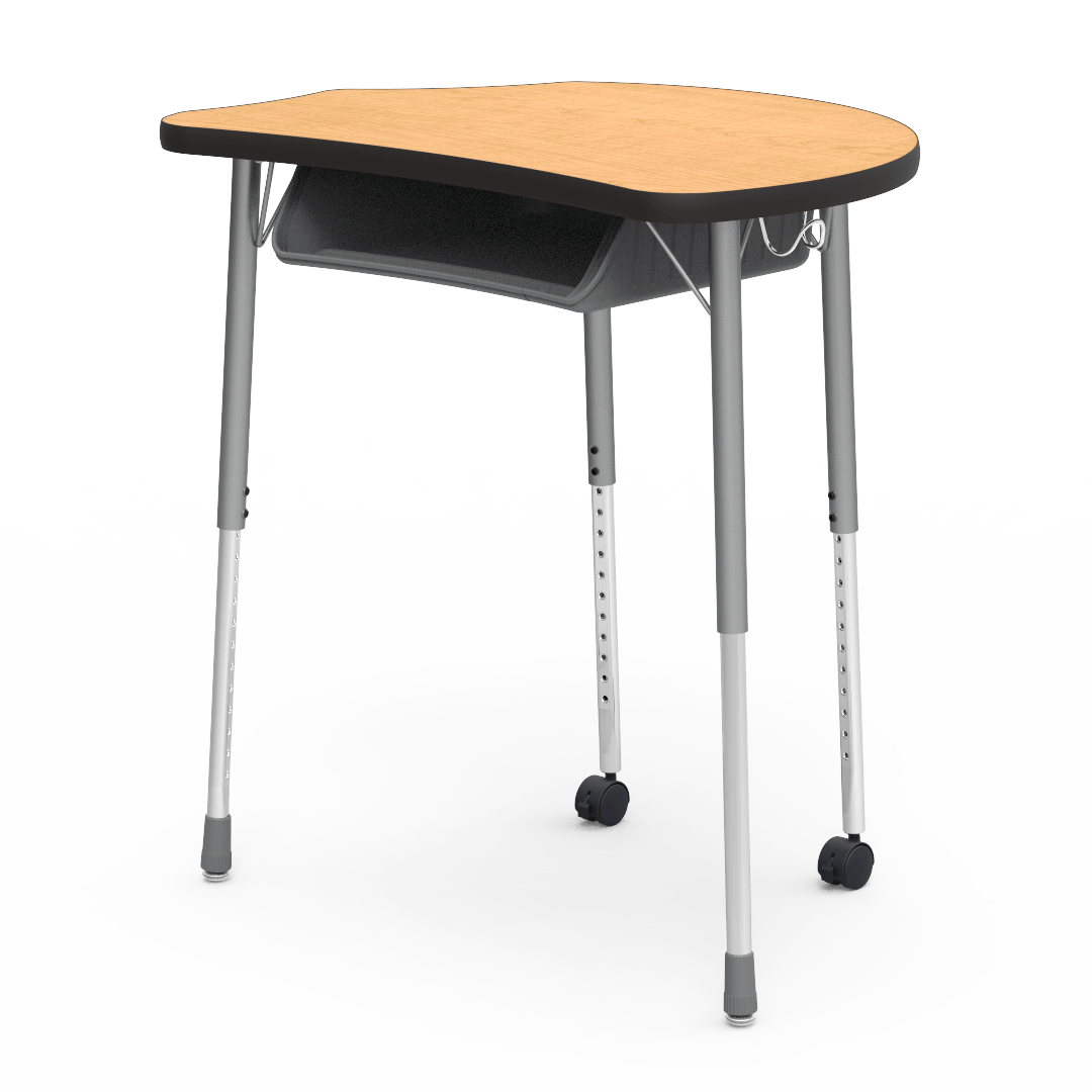 Virco MC2432BBC - Virco Molecule Series Student Desk 24" x 32" Laminate Top with Plastic Book-Box and two Casters- Create Shapes when Pushed Together - SchoolOutlet