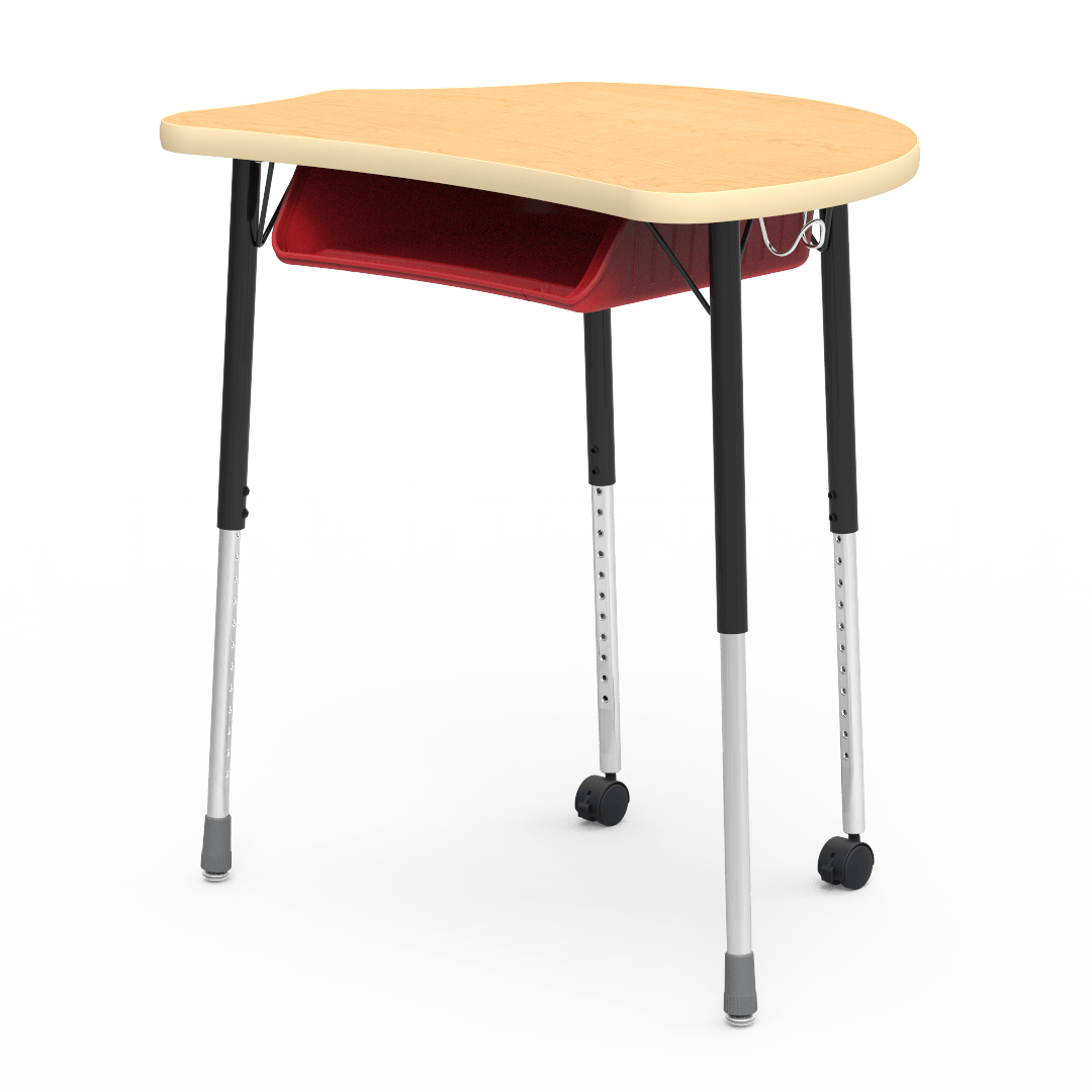 Virco MC2432BBC - Virco Molecule Series Student Desk 24" x 32" Laminate Top with Plastic Book-Box and two Casters- Create Shapes when Pushed Together - SchoolOutlet