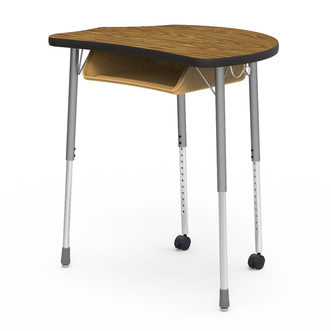 Virco MC2432BBC - Virco Molecule Series Student Desk 24" x 32" Laminate Top with Plastic Book-Box and two Casters- Create Shapes when Pushed Together - SchoolOutlet