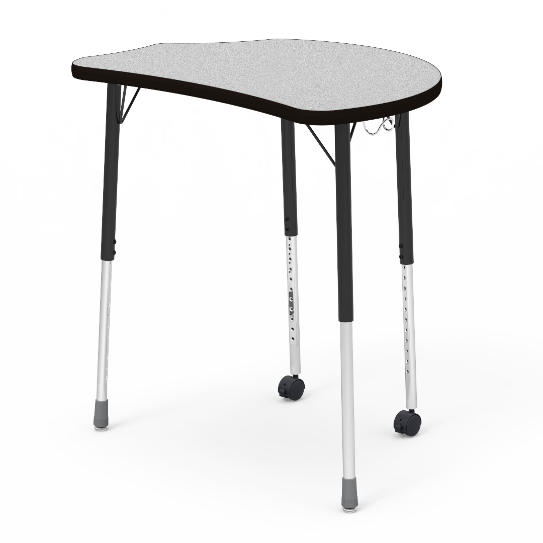 Virco Molecule Series Student Desk 24" x 32" Laminate Top with Backpack Hanger and two Casters- Create Shapes when Pushed Together - SchoolOutlet