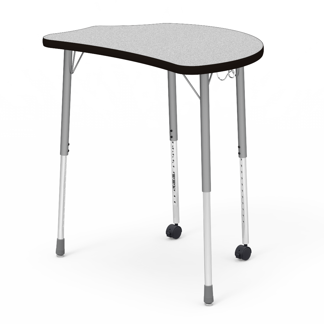 Virco Molecule Series Student Desk 24" x 32" Laminate Top with Backpack Hanger and two Casters- Create Shapes when Pushed Together - SchoolOutlet