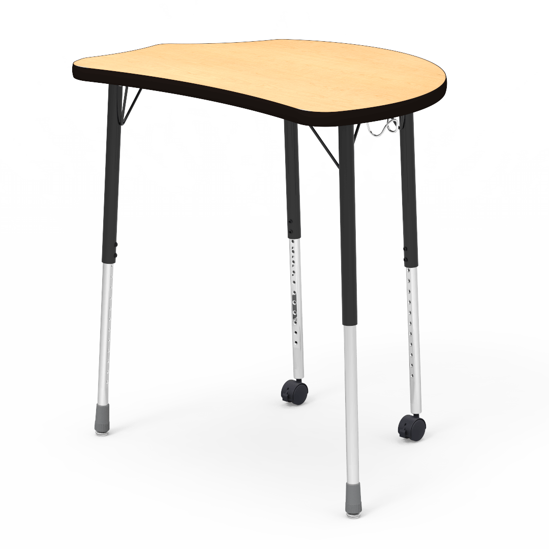 Virco Molecule Series Student Desk 24" x 32" Laminate Top with Backpack Hanger and two Casters- Create Shapes when Pushed Together - SchoolOutlet