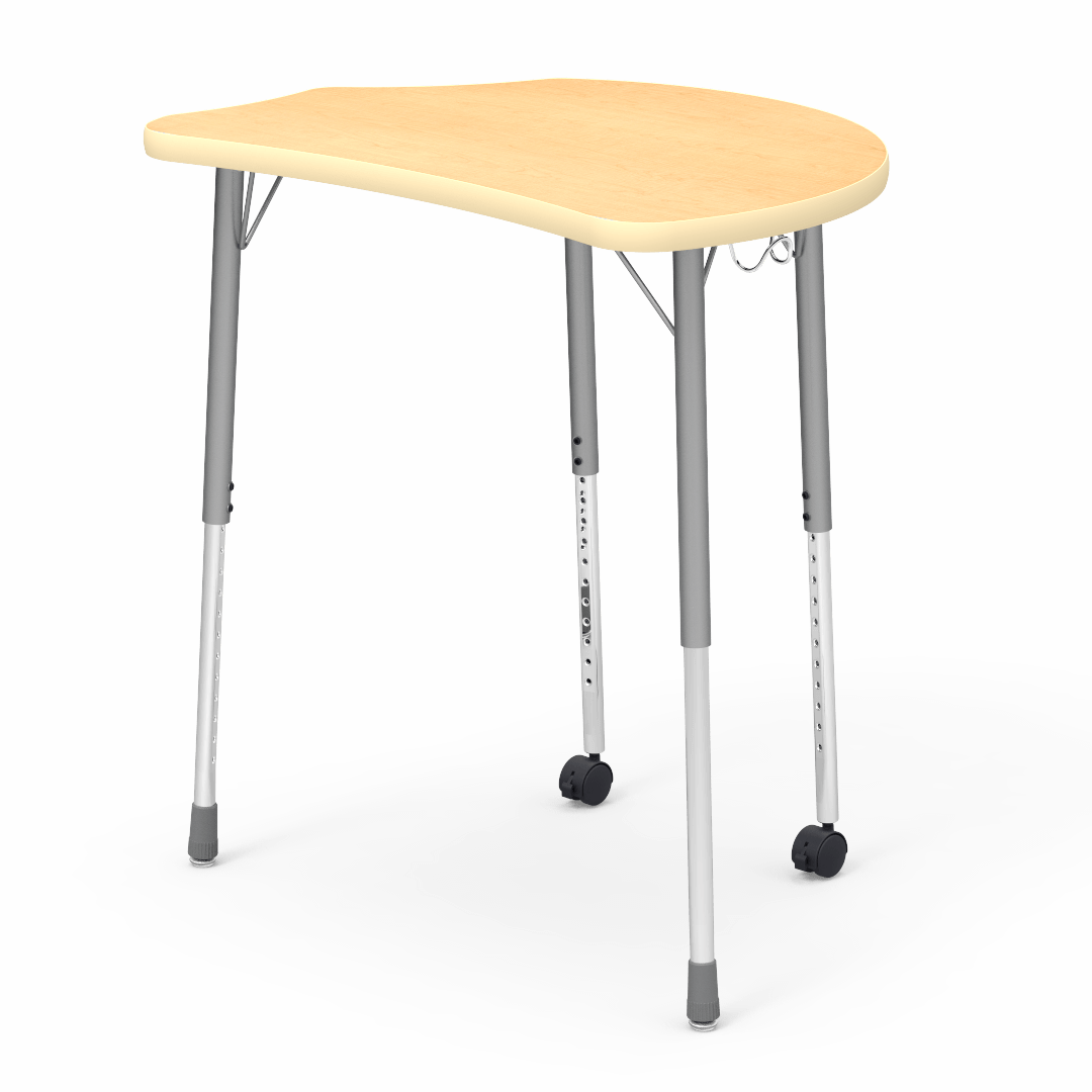 Virco Molecule Series Student Desk 24" x 32" Laminate Top with Backpack Hanger and two Casters- Create Shapes when Pushed Together - SchoolOutlet