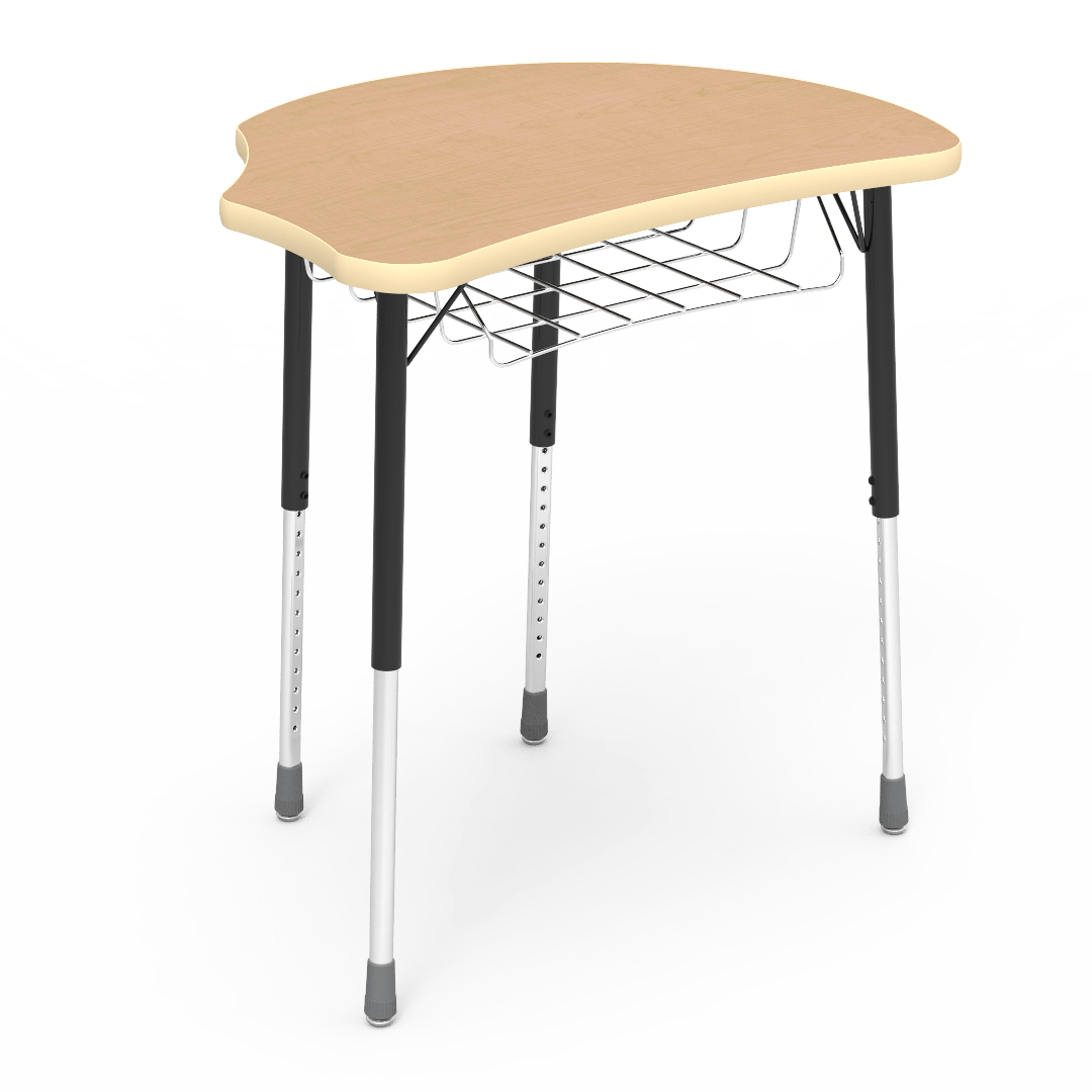 Virco Molecule Series Student Desk 24" x 32" Laminate Top with Wire Book-Rack - Create Shapes when Pushed Together - SchoolOutlet