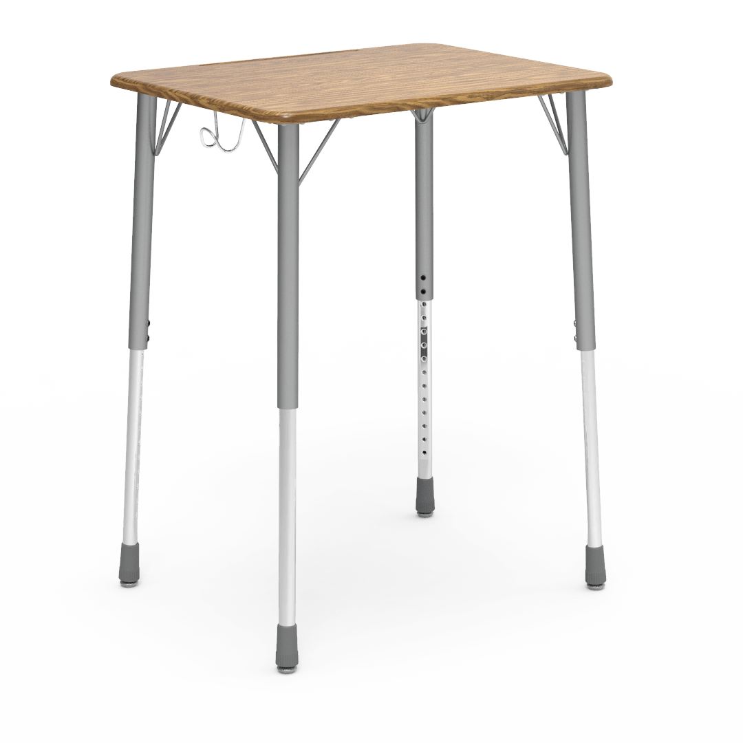Virco ZADJ2026BHM - ZUMA Series Student Desk, Hard Plastic 20" x 26-1/8" Top, 22"-34"H with wire backpack hanger - SchoolOutlet