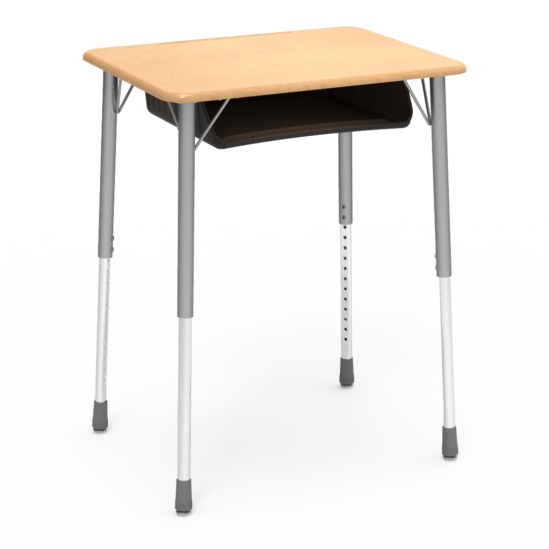 Virco ZADJ2026BOXM - ZUMA Series Student Desk, Hard Plastic 20" x 26-1/8" Top, 22"-34"H with plastic book box - SchoolOutlet