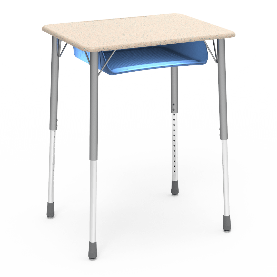 Virco ZADJ2026BOXM - ZUMA Series Student Desk, Hard Plastic 20" x 26-1/8" Top, 22"-34"H with plastic book box - SchoolOutlet