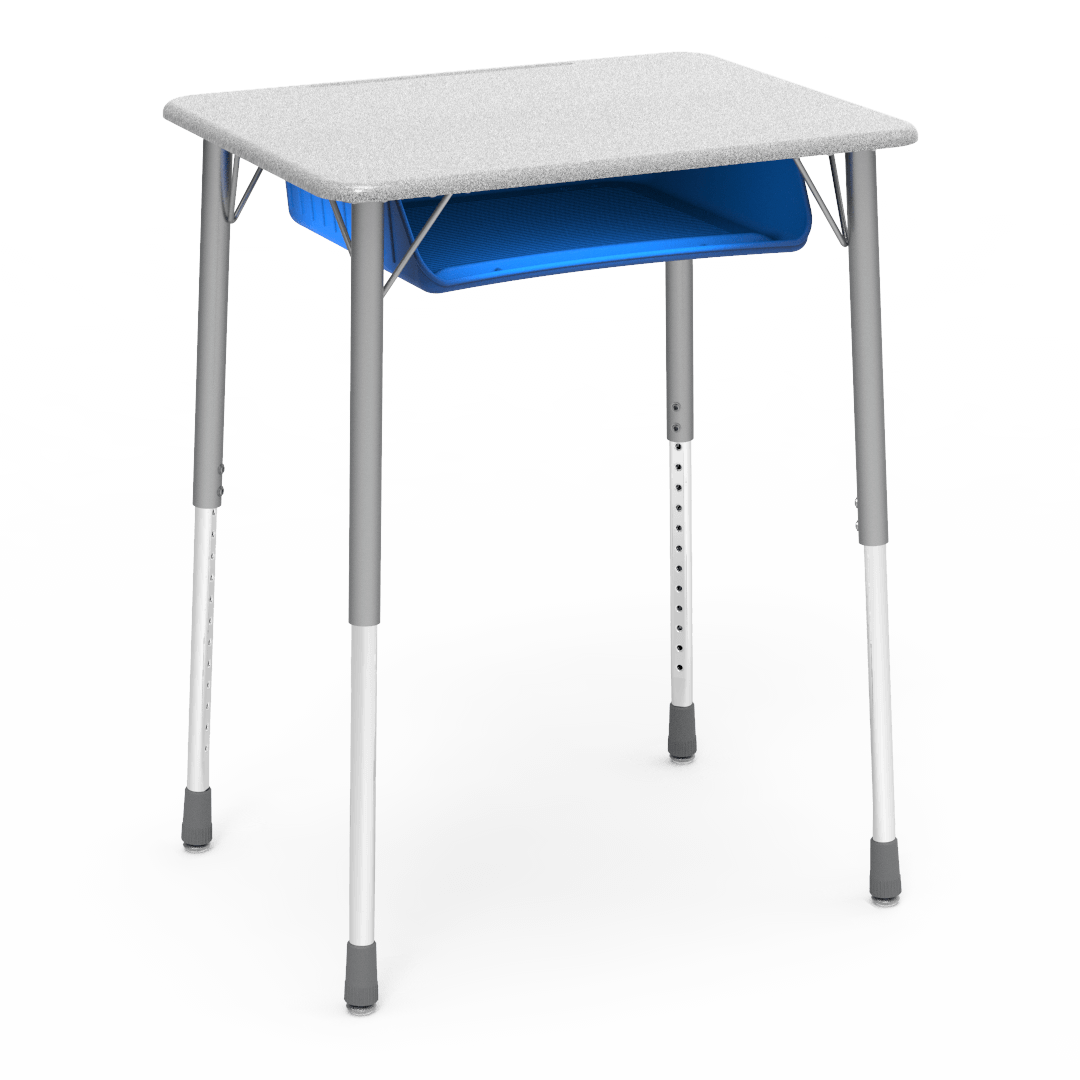 Virco ZADJ2026BOXM - ZUMA Series Student Desk, Hard Plastic 20" x 26-1/8" Top, 22"-34"H with plastic book box - SchoolOutlet