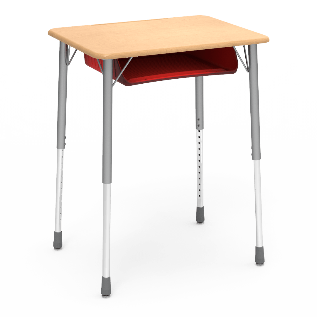 Virco ZADJ2026BOXM - ZUMA Series Student Desk, Hard Plastic 20" x 26-1/8" Top, 22"-34"H with plastic book box - SchoolOutlet