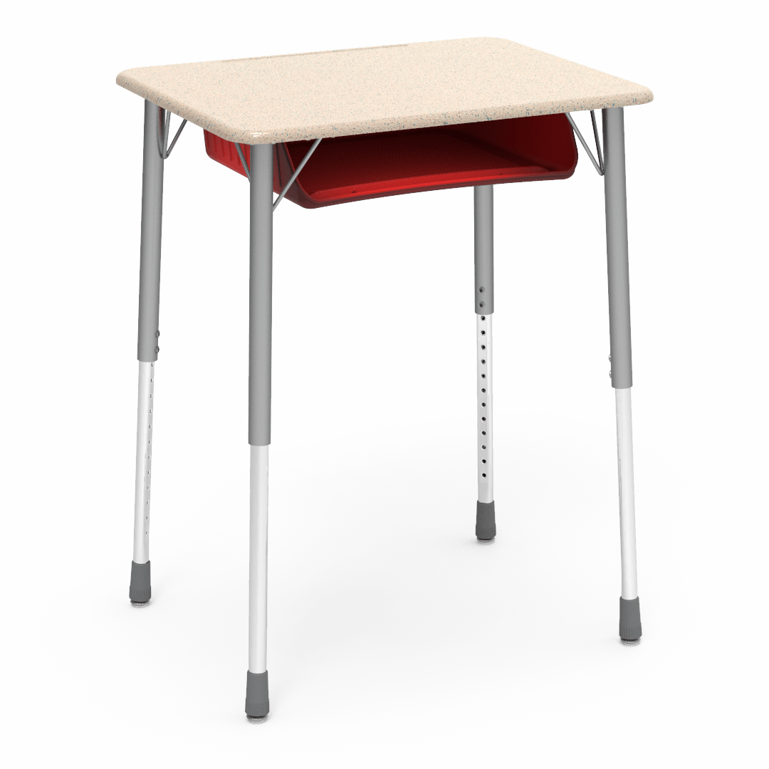 Virco ZADJ2026BOXM - ZUMA Series Student Desk, Hard Plastic 20" x 26-1/8" Top, 22"-34"H with plastic book box - SchoolOutlet