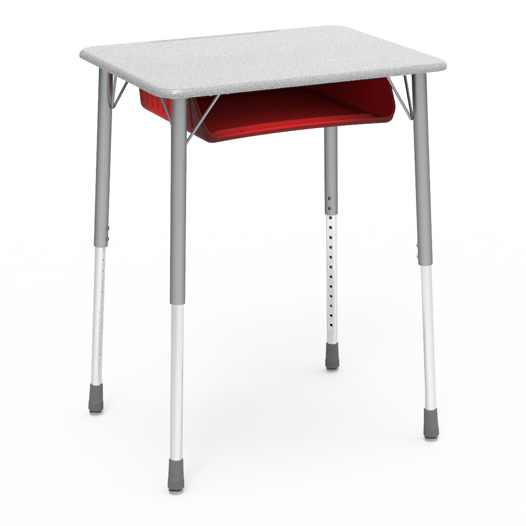 Virco ZADJ2026BOXM - ZUMA Series Student Desk, Hard Plastic 20" x 26-1/8" Top, 22"-34"H with plastic book box - SchoolOutlet