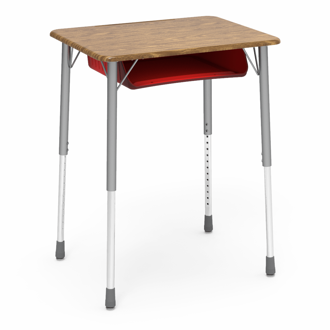 Virco ZADJ2026BOXM - ZUMA Series Student Desk, Hard Plastic 20" x 26-1/8" Top, 22"-34"H with plastic book box - SchoolOutlet