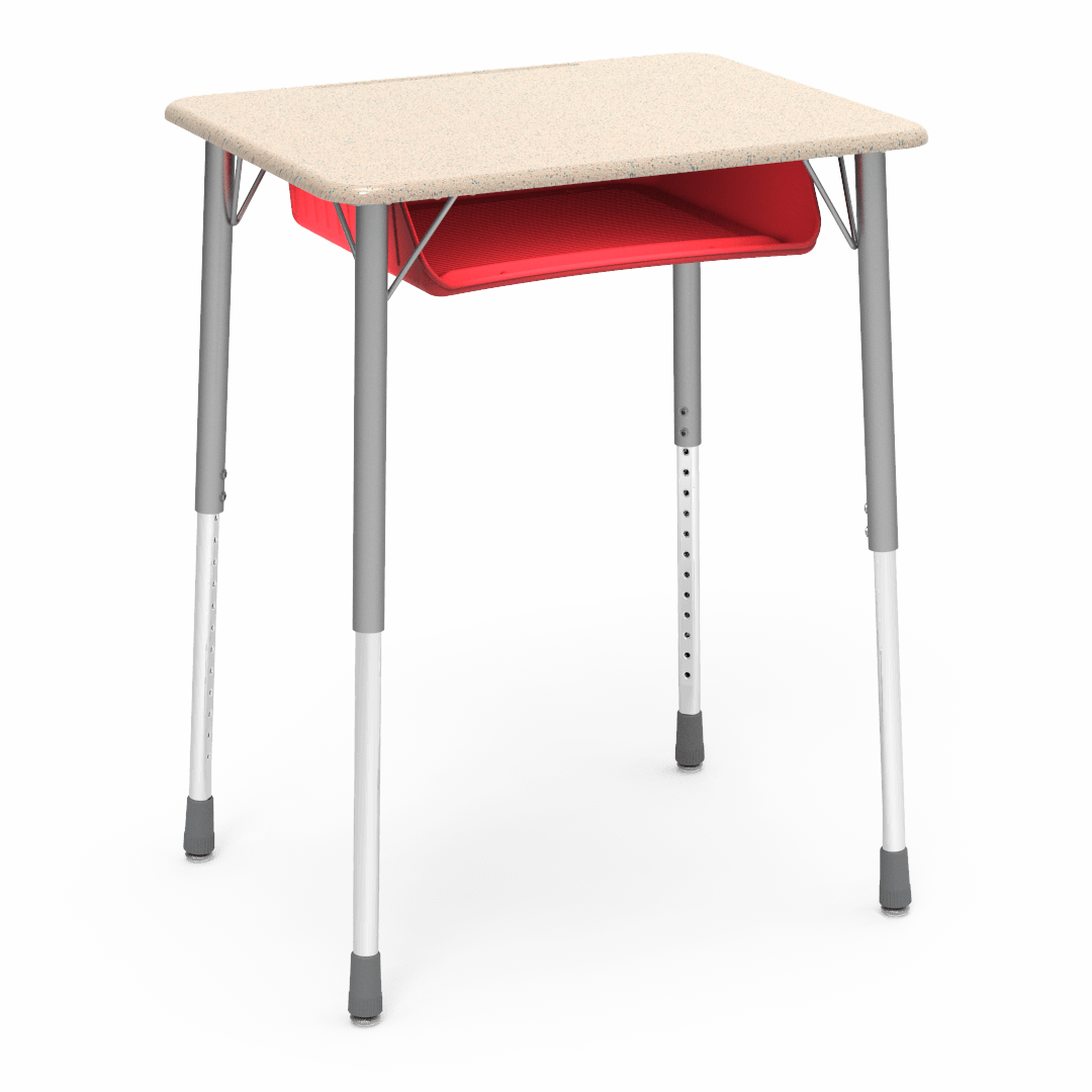 Virco ZADJ2026BOXM - ZUMA Series Student Desk, Hard Plastic 20" x 26-1/8" Top, 22"-34"H with plastic book box - SchoolOutlet