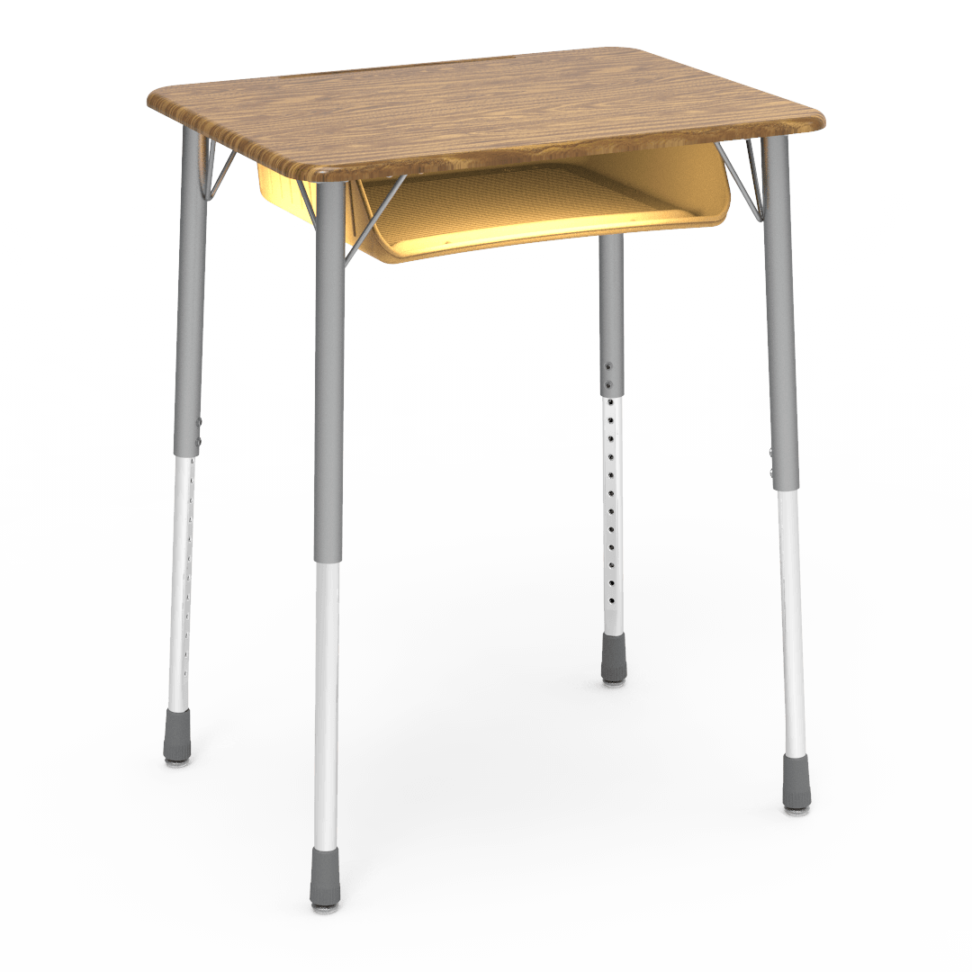 Virco ZADJ2026BOXM - ZUMA Series Student Desk, Hard Plastic 20" x 26-1/8" Top, 22"-34"H with plastic book box - SchoolOutlet