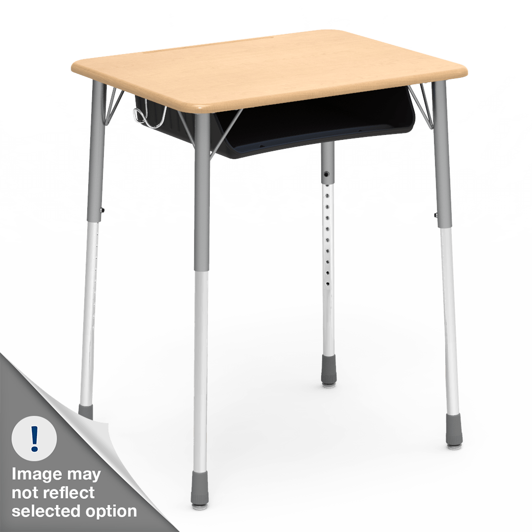 Virco ZADJ2031BRTM - ZUMA Series Student Desk, 22 3/4" x 31 5/8" Hard Plastic Top with wire book box with pencil tray - SchoolOutlet