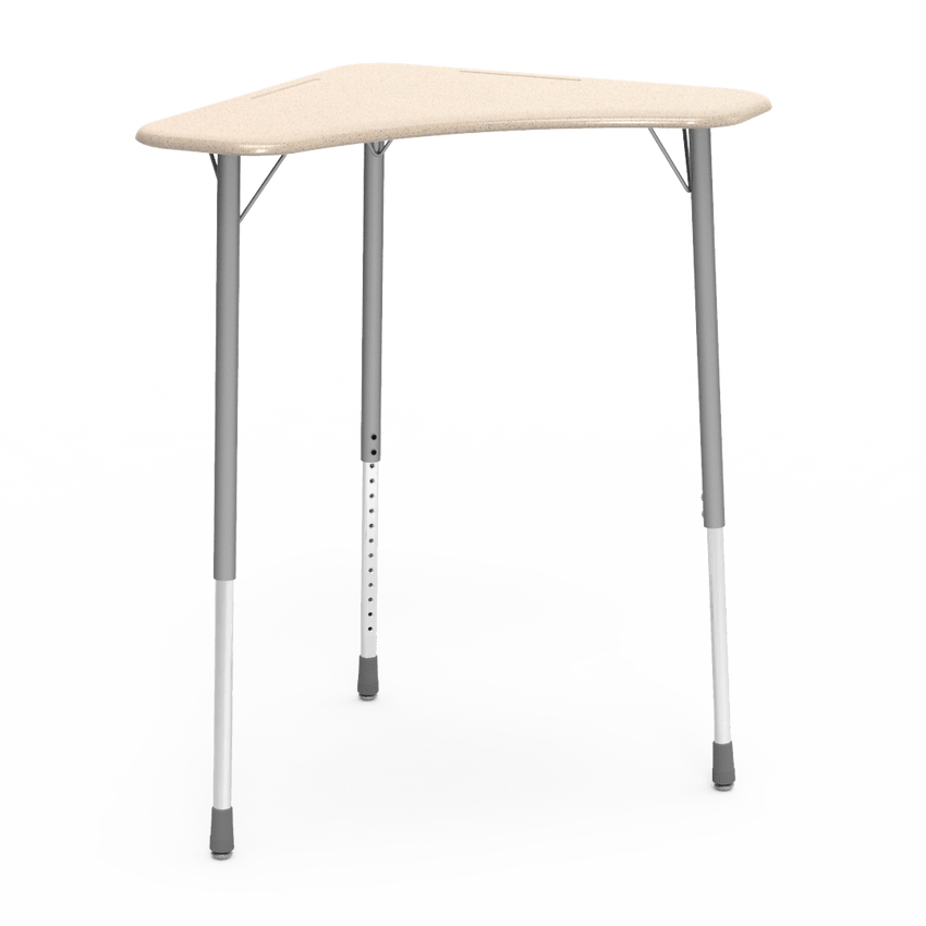Virco ZBOOMSUM - ZUMA Series Stand-Up Height Student Desk - Boomerang Shape, Hard Plastic Top, 29"-41"H - SchoolOutlet