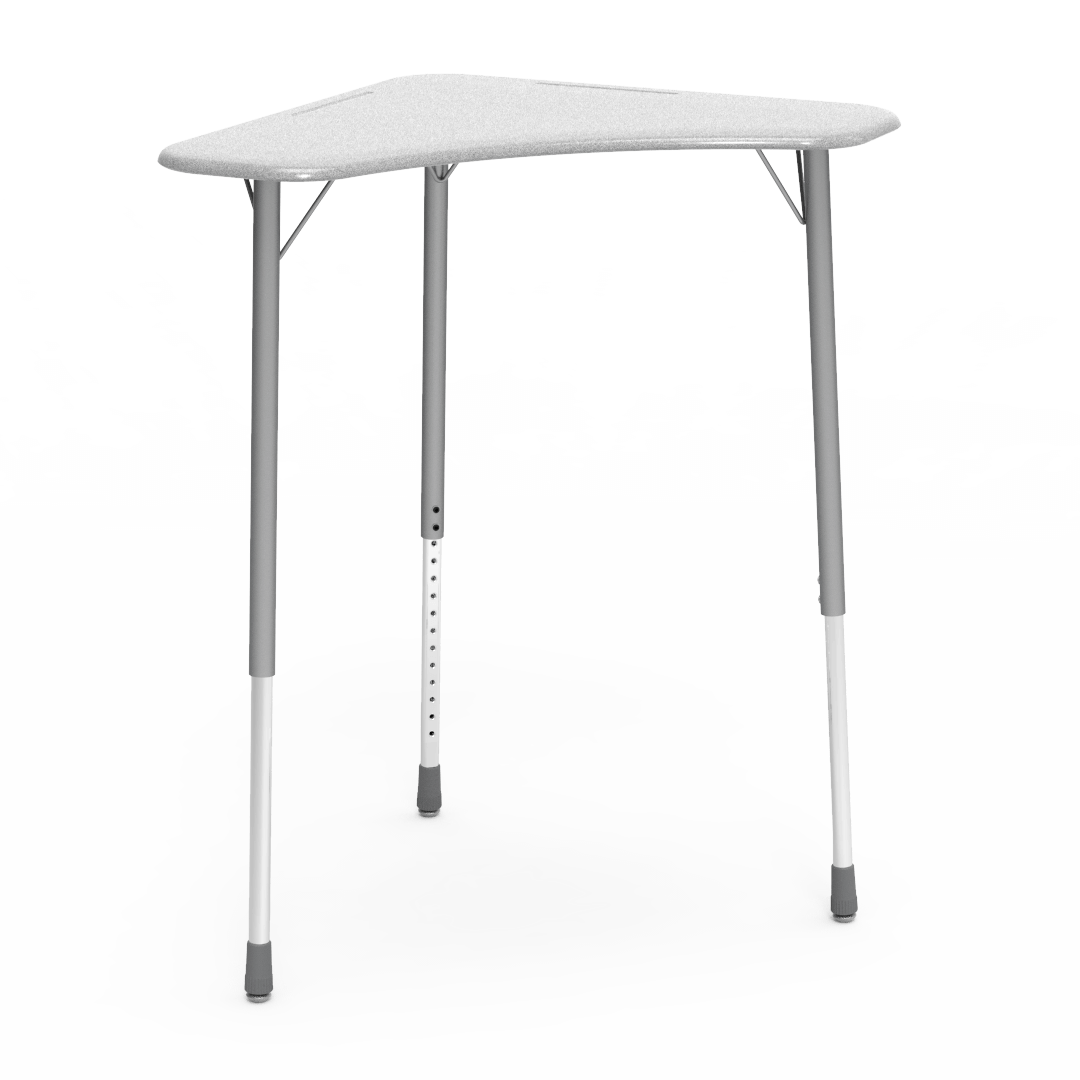 Virco ZBOOMSUM - ZUMA Series Stand-Up Height Student Desk - Boomerang Shape, Hard Plastic Top, 29"-41"H - SchoolOutlet