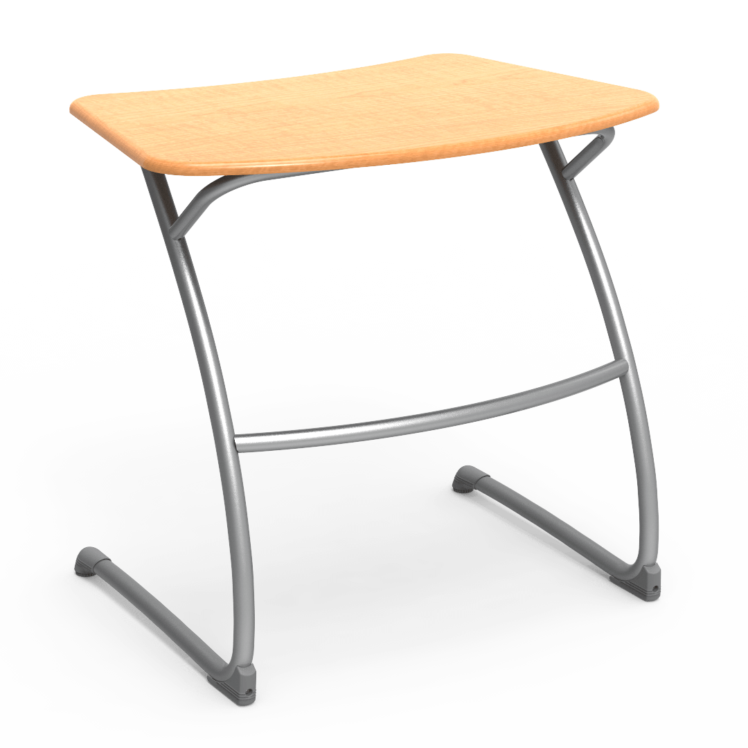 Virco ZDESK29M - ZUMA Series Student Cantilever Desk, Bowfront Shape Hard Plastic Top, 29"H - SchoolOutlet