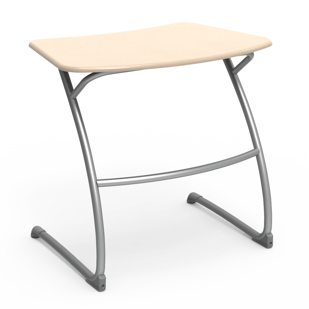 Virco ZDESK29M - ZUMA Series Student Cantilever Desk, Bowfront Shape Hard Plastic Top, 29"H - SchoolOutlet