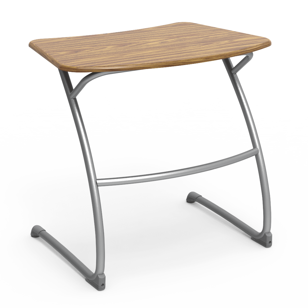 Virco ZDESK29M - ZUMA Series Student Cantilever Desk, Bowfront Shape Hard Plastic Top, 29"H - SchoolOutlet