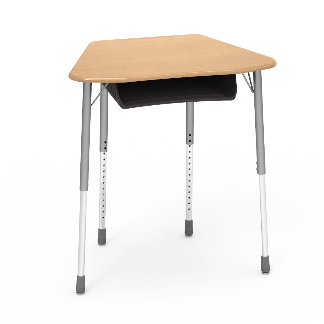 Virco ZOCTBOXM - ZUMA Series Student Desk, Collaborative Shape Hard Plastic Top for 8-Desk Octagonal Grouping, 22"-34"H with plastic book box - SchoolOutlet