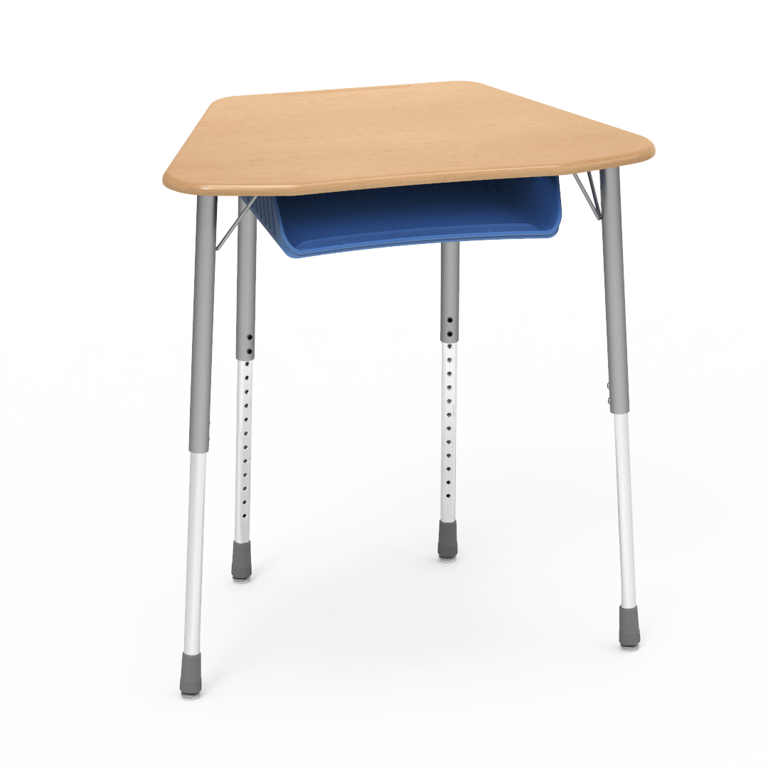 Virco ZOCTBOXM - ZUMA Series Student Desk, Collaborative Shape Hard Plastic Top for 8-Desk Octagonal Grouping, 22"-34"H with plastic book box - SchoolOutlet
