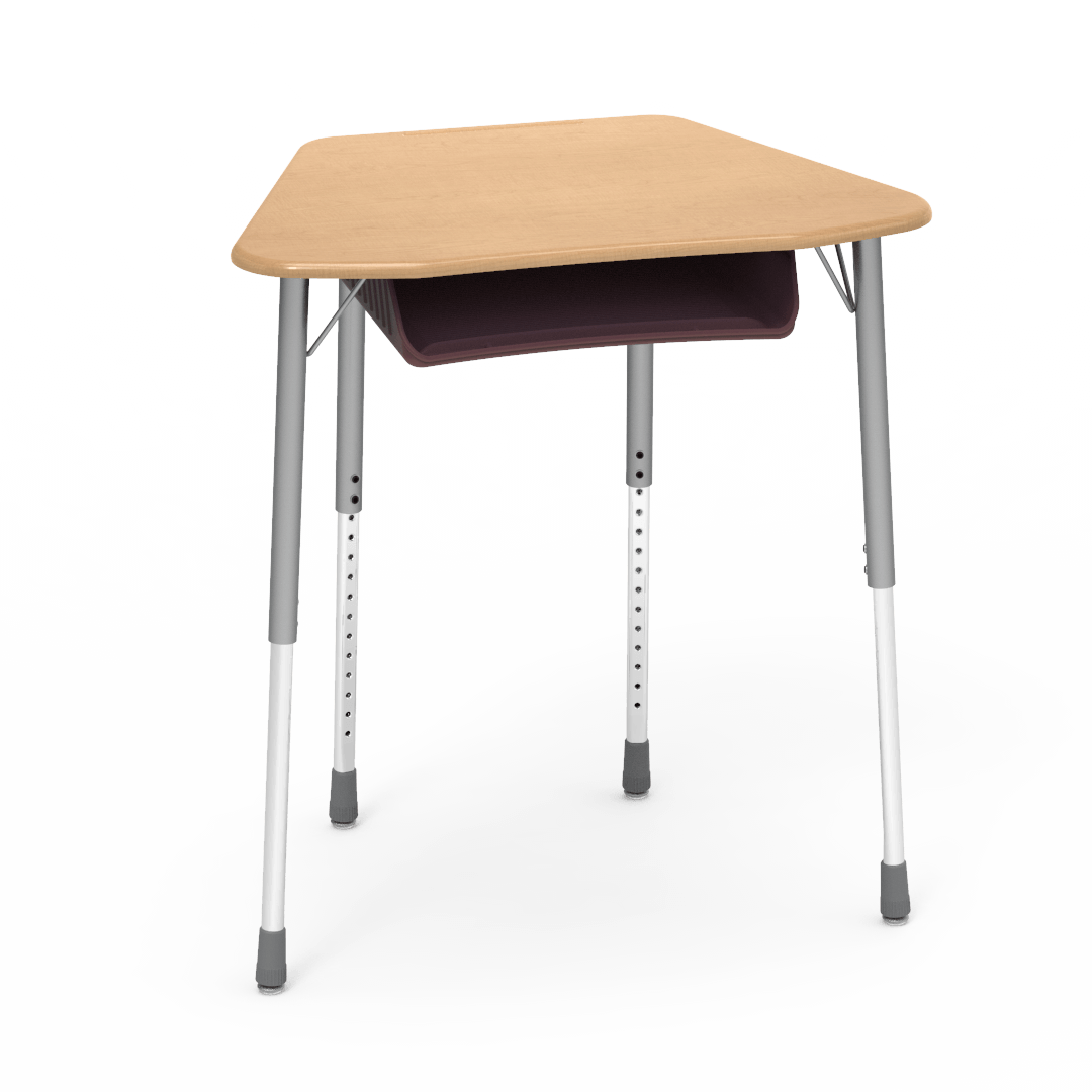 Virco ZOCTBOXM - ZUMA Series Student Desk, Collaborative Shape Hard Plastic Top for 8-Desk Octagonal Grouping, 22"-34"H with plastic book box - SchoolOutlet