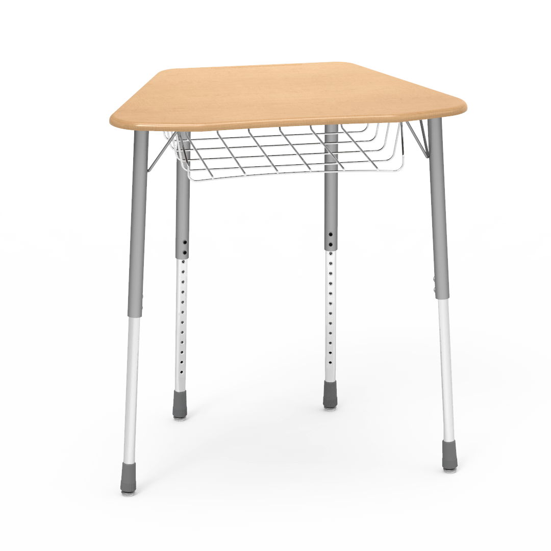Virco ZOCTBRM - ZUMA Series Student Desk, Collaborative Shape Hard Plastic Top for 8-Desk Octagonal Grouping, 22"-34"H with wire book box - SchoolOutlet