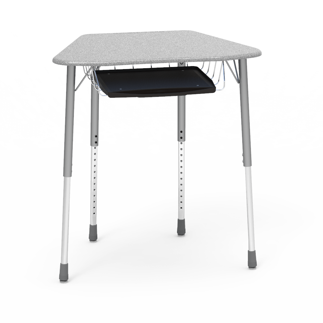 Virco ZOCTBRTM - ZUMA Series Student Desk, Collaborative Shape Hard Plastic Top for 8-Desk Octagonal Grouping, 22"-34"H with wire book box with pencil tray - SchoolOutlet