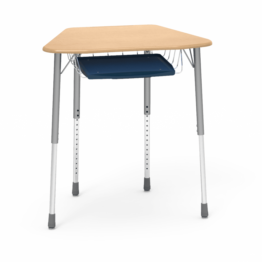 Virco ZOCTBRTM - ZUMA Series Student Desk, Collaborative Shape Hard Plastic Top for 8-Desk Octagonal Grouping, 22"-34"H with wire book box with pencil tray - SchoolOutlet