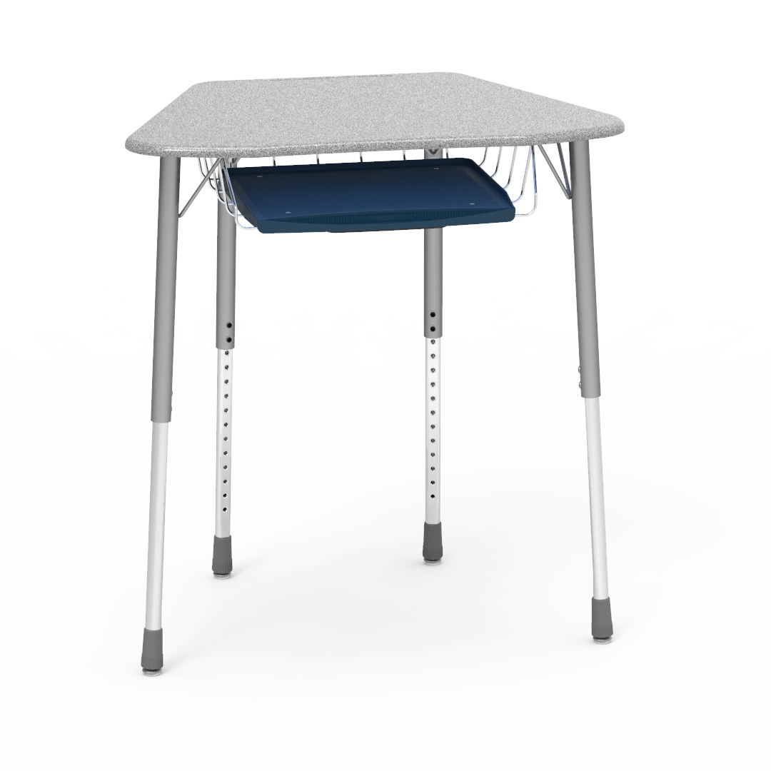 Virco ZOCTBRTM - ZUMA Series Student Desk, Collaborative Shape Hard Plastic Top for 8-Desk Octagonal Grouping, 22"-34"H with wire book box with pencil tray - SchoolOutlet