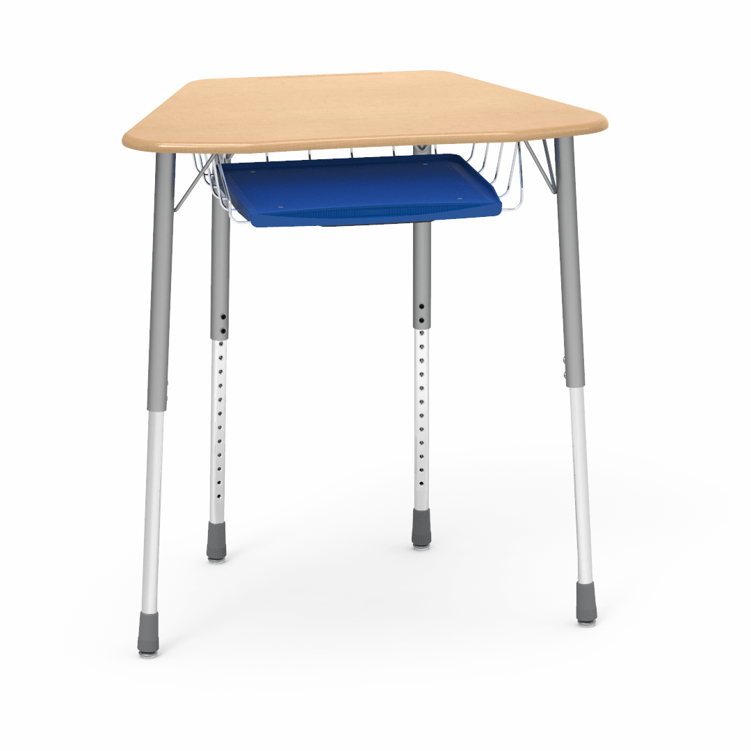 Virco ZOCTBRTM - ZUMA Series Student Desk, Collaborative Shape Hard Plastic Top for 8-Desk Octagonal Grouping, 22"-34"H with wire book box with pencil tray - SchoolOutlet