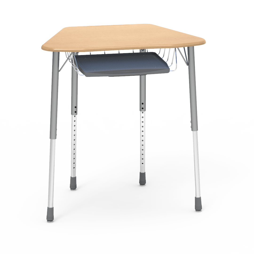 Virco ZOCTBRTM - ZUMA Series Student Desk, Collaborative Shape Hard Plastic Top for 8-Desk Octagonal Grouping, 22"-34"H with wire book box with pencil tray - SchoolOutlet