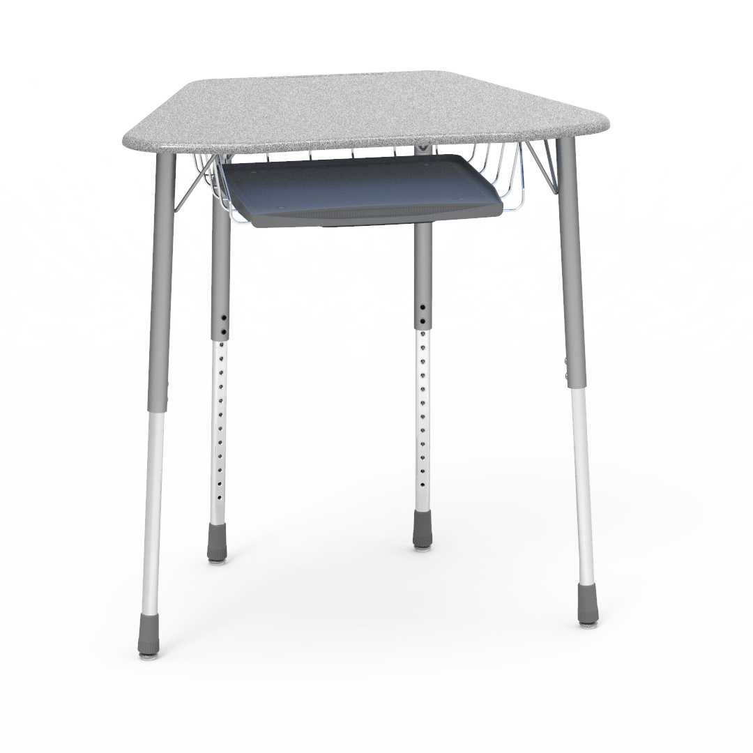 Virco ZOCTBRTM - ZUMA Series Student Desk, Collaborative Shape Hard Plastic Top for 8-Desk Octagonal Grouping, 22"-34"H with wire book box with pencil tray - SchoolOutlet