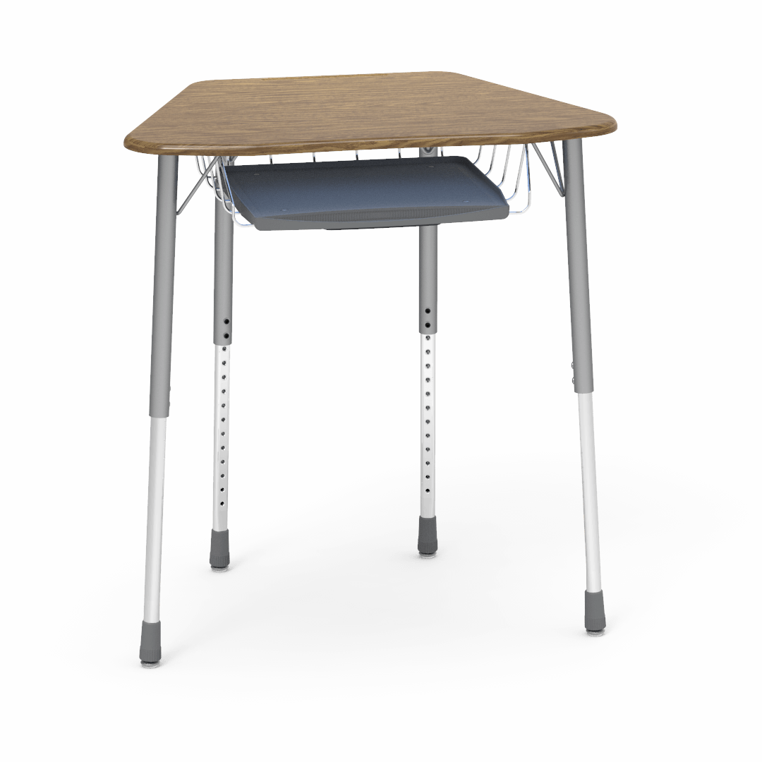 Virco ZOCTBRTM - ZUMA Series Student Desk, Collaborative Shape Hard Plastic Top for 8-Desk Octagonal Grouping, 22"-34"H with wire book box with pencil tray - SchoolOutlet