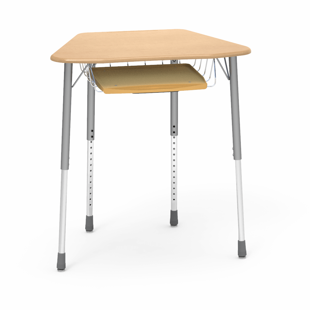 Virco ZOCTBRTM - ZUMA Series Student Desk, Collaborative Shape Hard Plastic Top for 8-Desk Octagonal Grouping, 22"-34"H with wire book box with pencil tray - SchoolOutlet