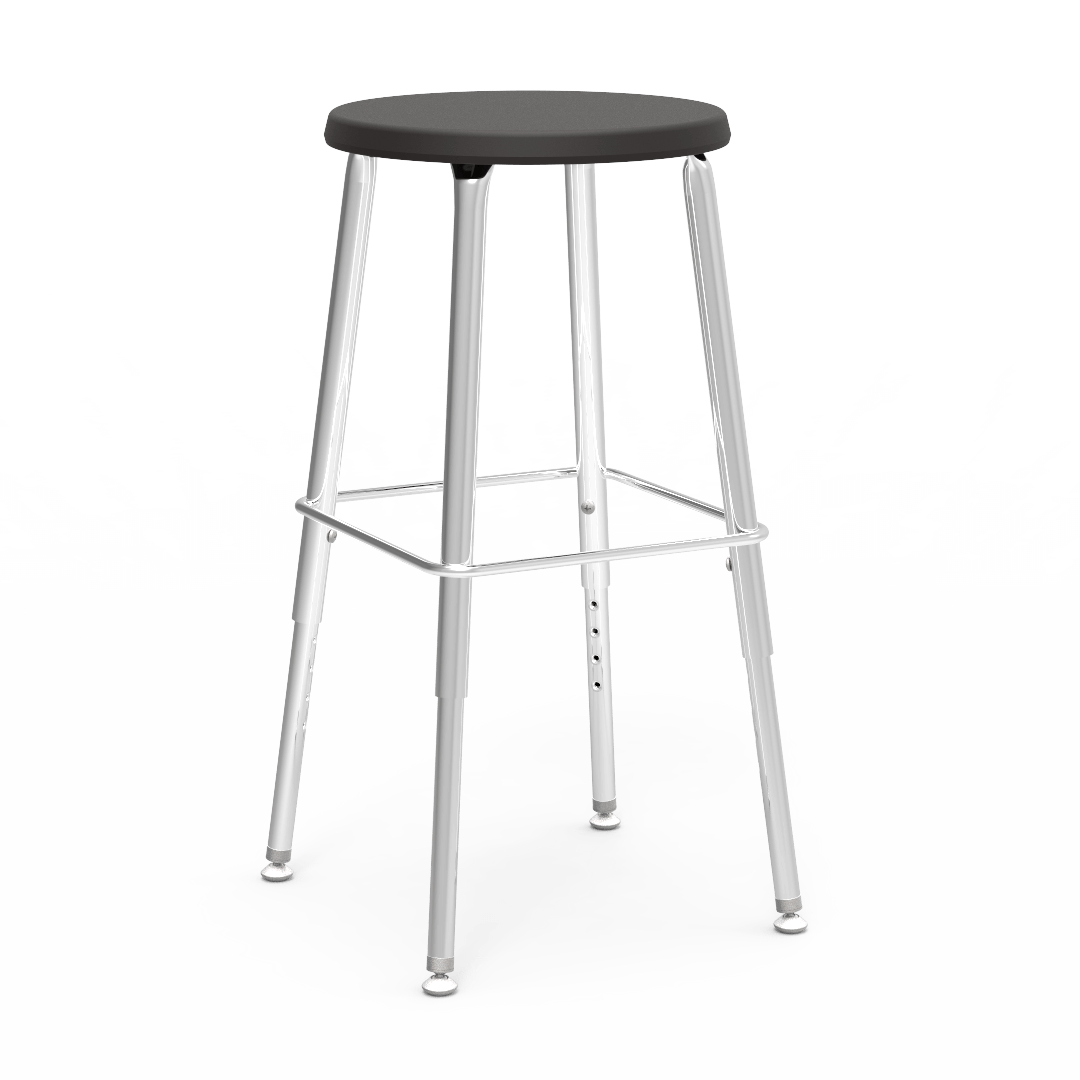 Virco 1201927SG - 120 Series Stool with Molded Polypropylene Seat - 19-27" Adjustable Seat Height and Foot Rest - SchoolOutlet
