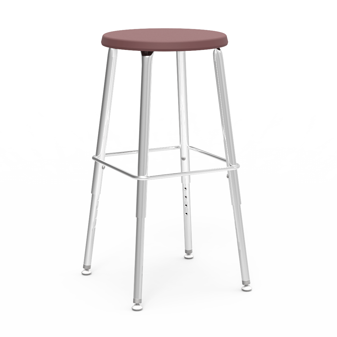 Virco 1201927SG - 120 Series Stool with Molded Polypropylene Seat - 19-27" Adjustable Seat Height and Foot Rest - SchoolOutlet