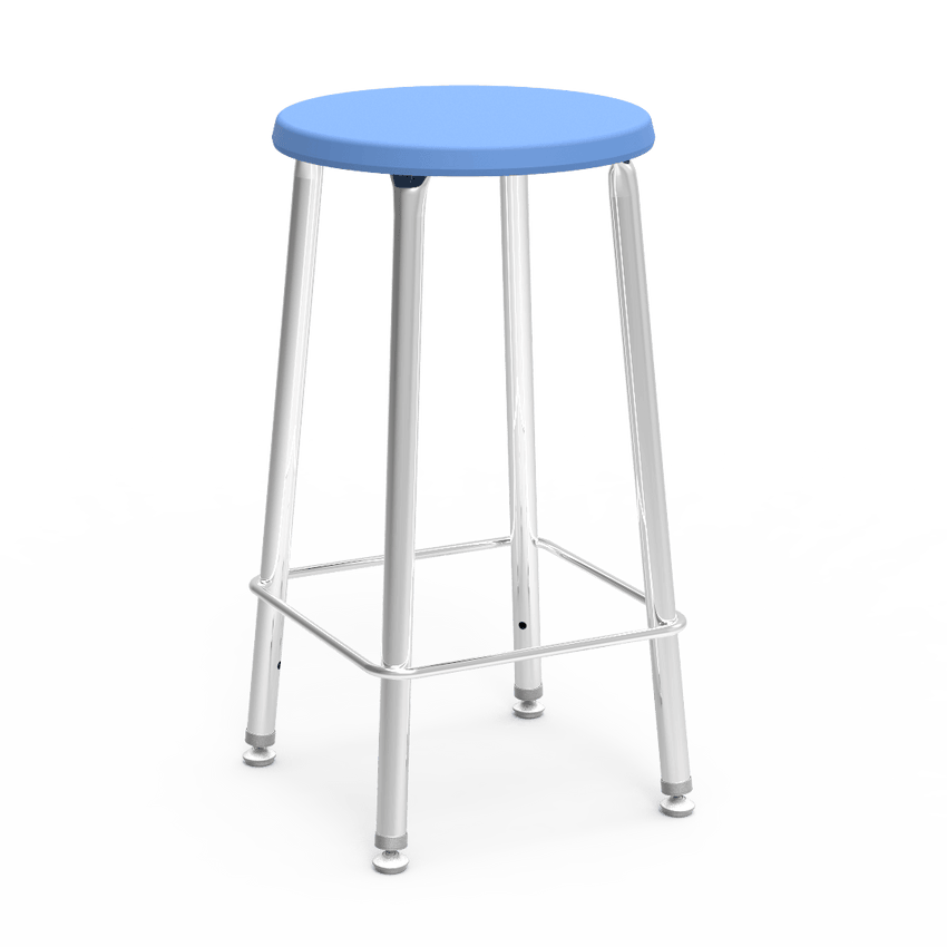 Virco 12024 - Virco 120 Series 24" High Stool with Colored Plastic Seat, Chrome Frame and footrest - SchoolOutlet